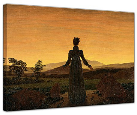 Bilderdepot24 Bild auf Leinwand | Caspar David Friedrich Frau vor der untergehenden Sonne in 50x40 cm als Wandbild | Wand-deko Dekoration Wohnung alte Meister | NEU-180201-50x40-fvdus