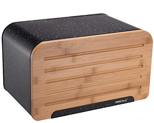 Kinghoff Stahlbrotbox mit Schneidebrett KH-1245 Marmo Brotbox Brotkaste