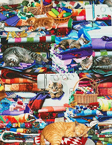 Fat Quarter Baumwollstoff mit Katzen auf Steppdecken, für Kätzchen, Katzen, Nähmaschine