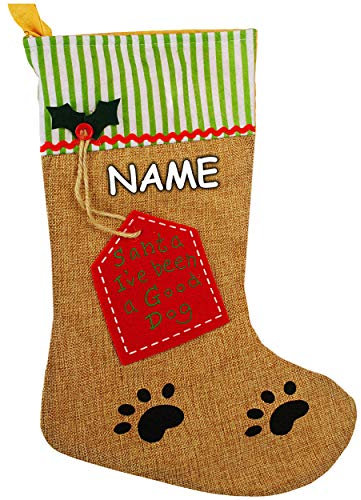 alles-meine.de GmbH 3D Effekt XL - Weihnachtssocke & Weihnachtsstrumpf - inkl. Name - Haustiere - Hund - 49 cm - Hundefutter - zum Aufhängen - Nikolausstiefel - Nikolausstrumpf..