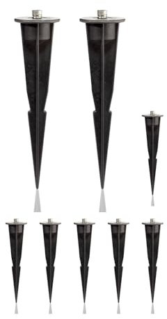 ledscom.de 8 Stück Garten-Erdspieß, für Gartenleuchten, schwarz, 17cm, 45mm Ø