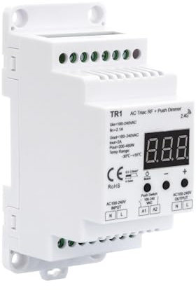 LEDKIA LIGHTING Regulador Universal LED TRIAC RF/Pulsador para Carril DIN 2 A