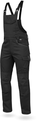 WÜRTH MODYF Arbeitslatzhose Stretch X - professionelle Arbeitshose für Herren - Latzhose mit Reißverschluss - in der Größe 110 in Schwarz