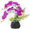 LESING Fleurs d'ochidée artificielles avec Vase, Fleurs artificielles en Pot, orchidée phalaenopsis dans Un Vase pour décoration de la Maison (Style 1, Vase Noir)