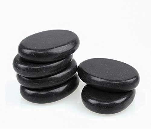 Windfulogo 6Pcs Heiß massage steine Set Natur basalt beheizter Wärmer Stein für Spa-Massage 6 x 8 cm (2,36 x 3,14 Zoll)