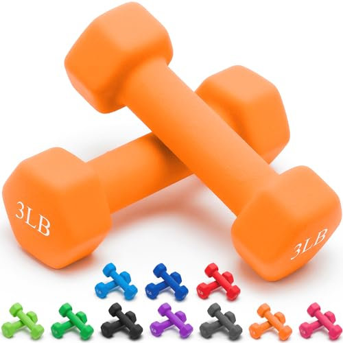 Portzon Gewichte Orange Kurzhanteln mit 2er Set Neopren Kurzhanteln Set 1,4 kg Anti-Rutsch Anti-Rollen Hex Form