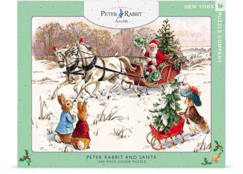 New York Puzzle Company - Beatrix Potter Peter Rabbit and Santa - 1000 Piece Jigsaw Puzzle for Adults