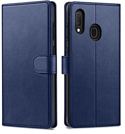 Focusor kompatibel mit Samsung Galaxy A20e Hülle, Hülle für Samsung A20e, Handyhülle für Galaxy A20e Leder Flip Case Ständer PU Brieftasche Schutzhülle für Samsung A20e Cover, Blau
