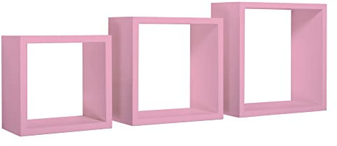 MODULARREDO | INCUBO Set di 3 Mensole da Muro, Cubi Arredo, Mensole Cubo, Cubi da Parete, 35x35, 30x30 e 25x25 p15.5 cm, Rosa Blush, Kit Tasselli Incluso - Made in Italy