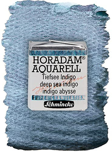Schmincke – HORADAM® AQUARELL, Super Granulation, 14 952 044 Tiefsee Indigo, 1/2 Näpfchen, sehr stark granulierende Farbtöne, feinste, supergranulierende Aquarellfarben