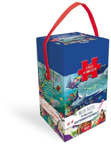 AUZOU, Auzou Mein Puzzle Fröhliche Unterwasserwelt, Puzzle 100 Teile, Kinderpuzzle mit Poster, Farbenfrohes Meeresmotiv, Für 1+ Spieler ab 6 JahrenFröhliche Unterwasserwelt