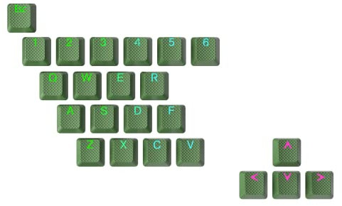 Ranked Gummi-Tastenkappen-Set | Doppelschuss Durchscheinend | OEM-Profil für Mechanische Gaming-Tastatur ( Green Forest , 23 Tasten )