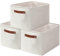 OUTBROS Faltbare Aufbewahrungskörbe mit Griffen, Verdicktes Stoff Aufbewahrungsbox 3er Set, Boxen Aufbewahrung für Schrank, Regale, Schlafzimmer, 37x26x20cm, Weiß