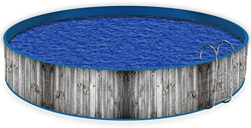 Wallario Pool Verkleidung mit Motiv und Ösen, Umrandung Dekoration, Motiv Holz-Optik Textur hellgraues Holz Paneele Dielen mit Asteinschlüssen, Größe Höhe 80 cm x L 10m