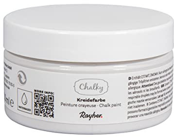 Rayher Chalky, Kreidefarbe auf Wasserbasis, weiß, Dose 100 ml, für Shabby-Chic, Vintage- und Landhaus-Stil-Looks, 35047102
