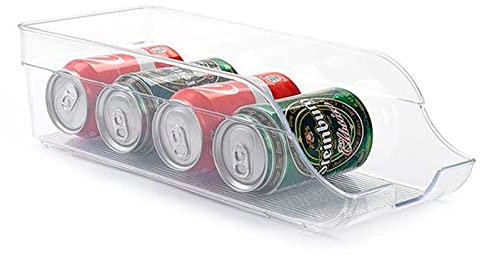 Acan Tradineur - Bandeja frigorífica de Almacenamiento para latas, plástico, Especial refrescos, Cerveza, Fabricado en España - 34 x 12,5 x 10 cm – Transparente