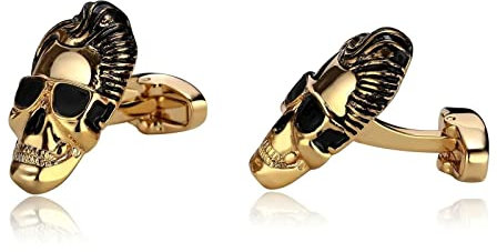 Banemi Manschettenknöpfe Vintage, Gold Manschettenknöpfe Vintage Totenkopf Hochzeitsgeschenke für den Bräutigam 2.6X1.6CM
