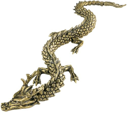 Happyyami Kupfer-Drachen-Statue Messing-Desktop-Chinesische Figur Fengshui-Skulptur Handwerks-Büro-Ornament Glücks-Ornament Für Neujahrsgeschenk