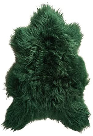 Tannery Sheepskin Grün gefärbtes echtes Schafsfell Lammfell Schafsfell Teppich Pelz weiche Wolle, schaffell Hygge (ca. 120/65cm)