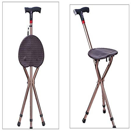 Ältere Krücken, klappbarer Gehstockstuhl, Lti-Funktion, Abduktion, dreibeiniger, klappbarer Gehhilfe mit Gehstockhocker Interesting