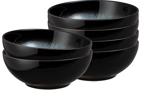 Denby Halo Set of 6 Coupe Cereal Bowls (Black)