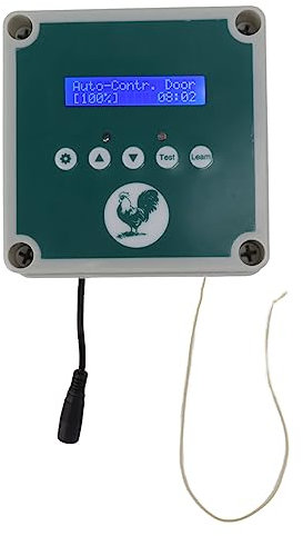 Okuyonic Kit de Moteur de Porte de Poulailler électrique, Minuterie Programmable IP44 étanche 100-240V ABS Ouvre-Porte Automatique de Poulailler avec Télécommande pour la Ferme (Prise UE)