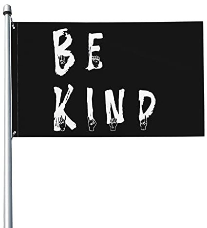90X150cm Yard Sign Be Kind Sign Language Deaf Awareness Asl Feiertage Flags Langlebig Garten Flagge Verblassen Beständig Parteifahne Décor Für Outdoor Bauernhof Yard