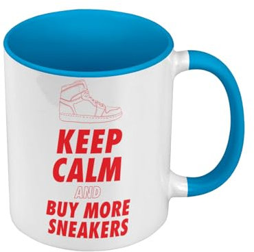 Mug de Couleur Qualité Premium Bleu - Keep Calm and Buy more Sneakers Red Sneakerhead Collection Shoes Hobby Kicks - Tasse avec anse et intérieur de couleur