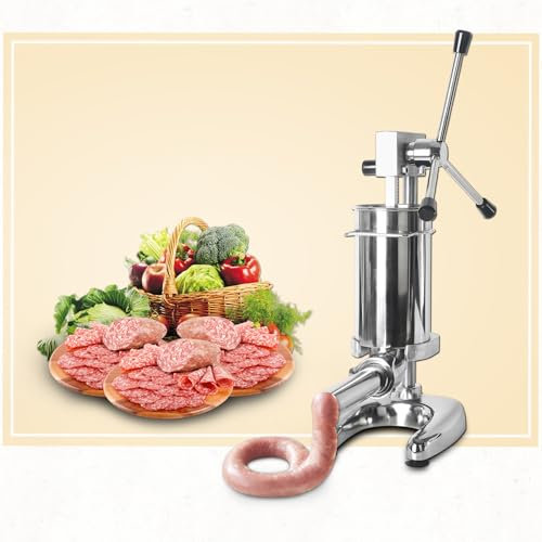 LBMED Insaccatrice per Salsicce, Macchina per Salsicce Verticale in Acciaio Inossidabile da 2 Litri con 4 Ugelli Sostituibili E Scarico Automatico,produttività Produzione 1,5kg/H-4kg/H,Forte Tenuta