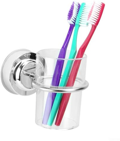 FUBESK Porte-gobelet mural en acier inoxydable 304 avec ventouses sans perçage pour toilettes, salle de bain