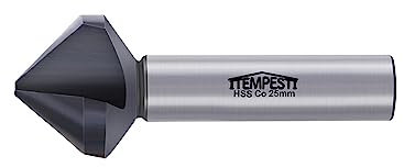 ITEMPESTI Countersink 90° Diameter 12.4 mm - Made of M35 - TiAlN Coating - Robust and Heat Resistant - for Stainless Steels - Shaft 10 mm