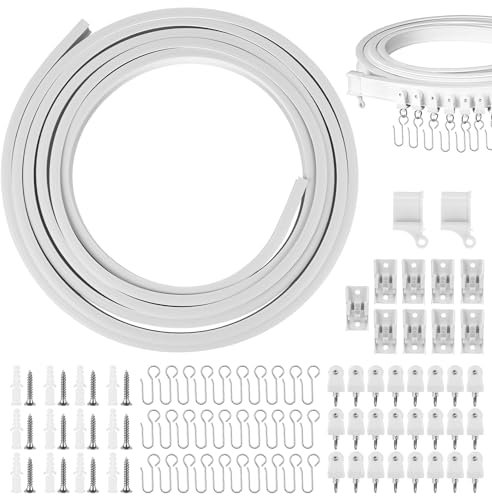 SUNOYA Flexible Gardinenschiene, 5M Biegbar Deckenvorhangschiene, Decken-Vorhangschiene, Gebogene Vorhangschiene, Deckengardinenschiene, Biegsame Gardinenschiene für Vorhänge Raumteiler Balkon Büros