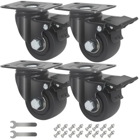 IQWTU Schwerlastrollen 65MM mit Bremse, 4 Extra Breite Lenkrollen Tragkraft 1500KG mit Schrauben, Doppellager Schwerlast Möbelrollen Transportrollen 360° Drehung, Rollen für Möbel Leise und Robuste