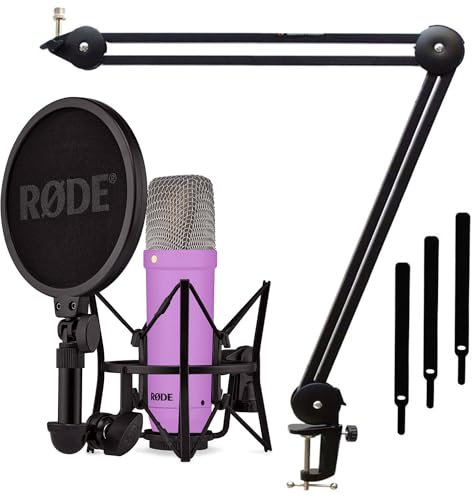 Rode NT1 Signature Purple Studio Microphone Purple + keepdrum MS138 Articulated Arm Tripod Black