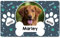 Ferocity Tapis pour gamelles personnalisé avec Photo et nom | pour Chiens | Taille 45 x 75 cm | sous-Couche en Caoutchouc de 4 mm | Motif pour Animaux | Couleur Blue with Bone [140]