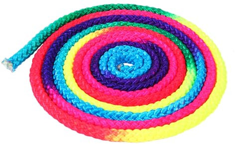 Lwuey Rhythmic Dance Rope, Professional Reinforced Rainbow Gymnastics Rope 9.2ft 2.8m Braided Polyester Cotton Blend for Artistic Training Competition