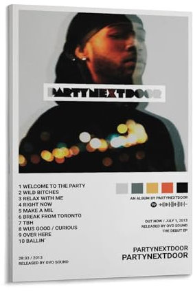 BATTTX PartyNextDoor Posters Party Next Door Poster Canvas Poster Bedroom Decor Sports Landscape Office Room Gift Frame-style 12x18inch(30x45cm)