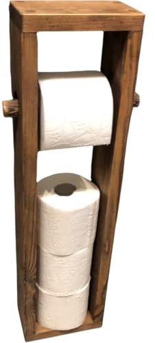 weeco Porte-papier toilette en bois - Support rustique en pin massif - Convient pour tous les intérieurs de salle de bain - 60 cm - Fait main - Porte-rouleau de papier toilette (wengé)
