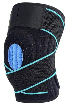 JGR SELECT Kniebandage für Meniskus und Bänder, verstellbare Sport-Kniebandage, Unisex, Neopren, Crossfit, Basketball, Arthritis, Tendinitis (Blau/Schwarz)
