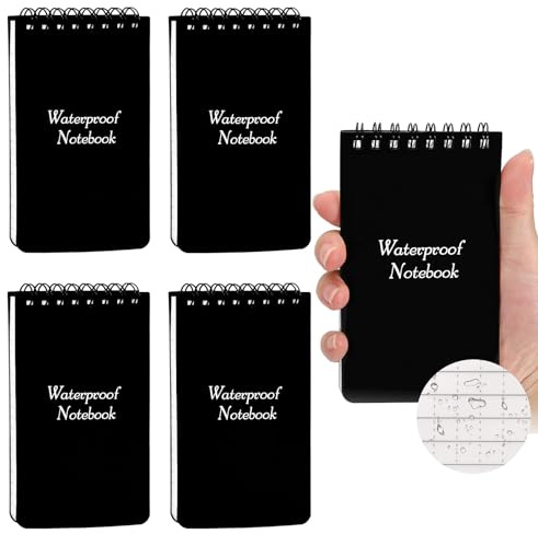 LELE LIFE 5Pack Waterproof Notebook, 3x5 Small Notepad, All Weather Pocket Notebook Stone Paper, Mini Spiral Notebook Weatherproof Police Notepad Little Memo Pads for Outdoor