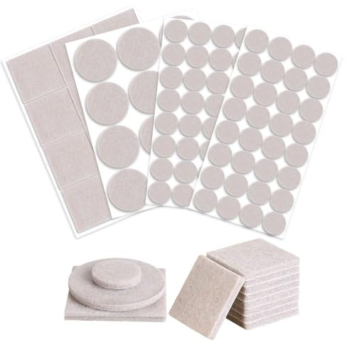 88 Pcs Floor Protectors for Furniture Legs, 5mm Thick Felt Pads for Furniture Feet,Chair Leg Pads of 3 Sizes,Self Adhesive Felt Pads for Furniture, Sofas,Chairs,Tables (Beige)