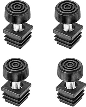 SEIWEI 4 Satz Vierkantrohr-Einsätze Kit für Tisch-Schreibtisch-Bein, M8 einstellbar, Möbelgleit-Nivellierfüße (20 * 20mm/0.78 * 0.78zoll)