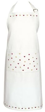 GreenGate Schürze Grace Weiß mit Herzen gestickt in Rot und Gold Küchenschürze