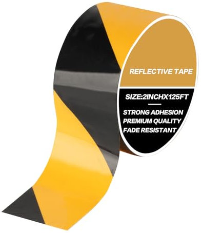 Nastro Segnaletico, Nastro Adesivo Segnaletico, 50 mm x 38 m Nastro di Avvertimento di Pericolo Giallo e Nero, Nastro di Sicurezza Adesivo per Pavimenti e Segnalazione di Pericolo