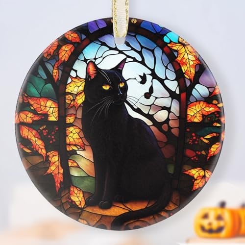 Touber Weihnachtsschmuck – Baumschmuck – Schwarze Katze in dunkler Nacht