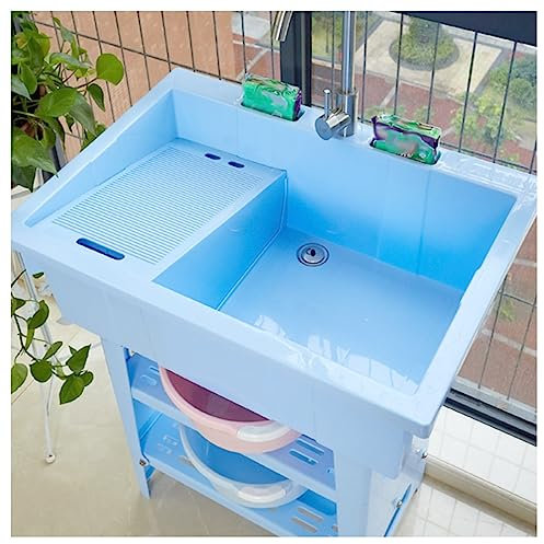 Évier en plastique autonome avec planche à laver, évier utilitaire intérieur et extérieur, station de lavage des mains portable, pour cuisine, camping-car, garage, jardin