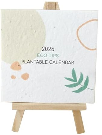 Einpflanzbarer Kalender 2025 | Saatgut Kalender 2025 Mit Samen Pflanzbarer | Pflanzbarer Samen Kalender 2025 mit Staffelei für Inneneinrichtung | Monatliche Tischkalender für Planung Terminplanung