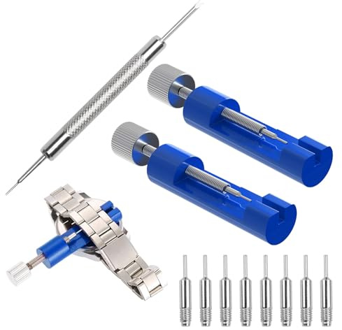 Watch Link Removal Kit,Adjustment Watch Link Removal Tool with 8 Extra Pins,Watch Link Remover,Aluminum Alloy Spring Link Removal Tool,Portable Watch Link Remover,for Watch Band Link Pin
