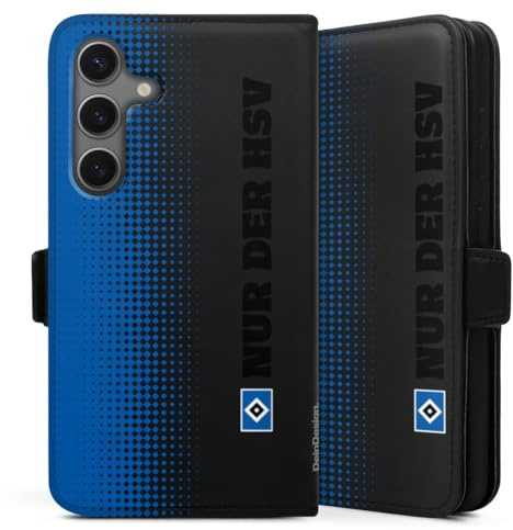 Klapphülle kompatibel mit Samsung Galaxy S25 Handyhülle aus Kunst Leder schwarz Flip Case HSV transparent Logo