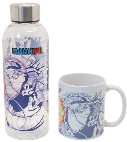STOR Dragon Ball Flaschen- und Tassenset - 850ml Kunststoff-Hydroflasche mit Aluminiumdeckel und 325ml Keramiktasse - Offizielles Lizenzprodukt